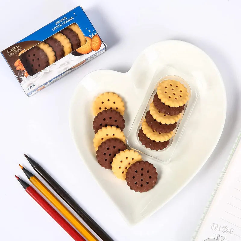 Biscuit Shape Erasers (6 Pcs Set) - Home Improvement