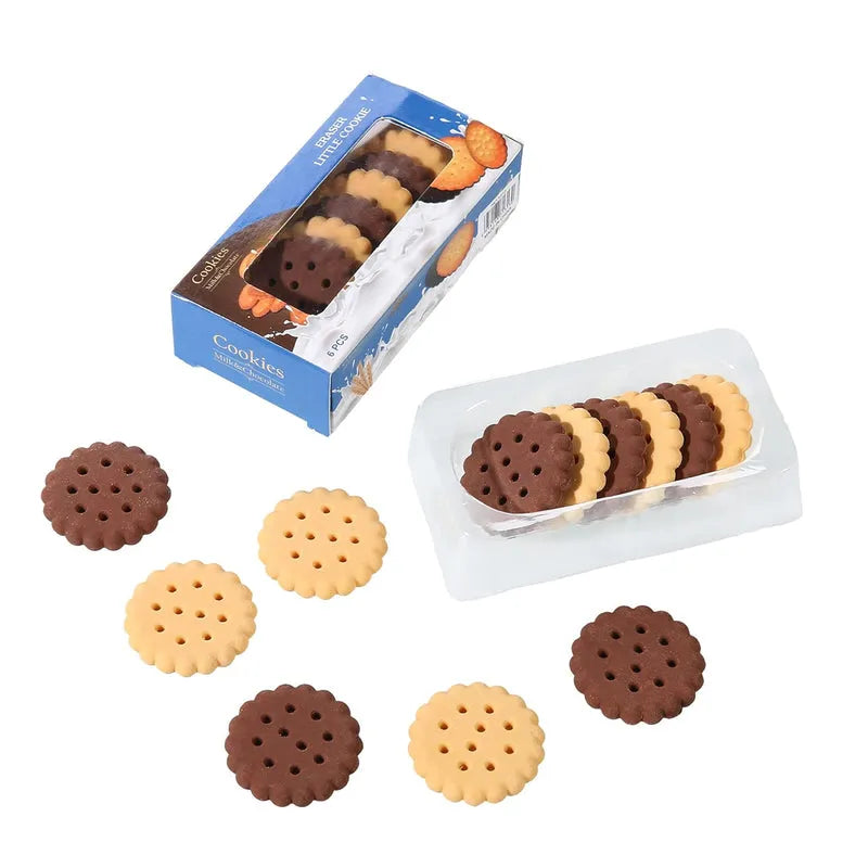 Biscuit Shape Erasers (6 Pcs Set) - Home Improvement