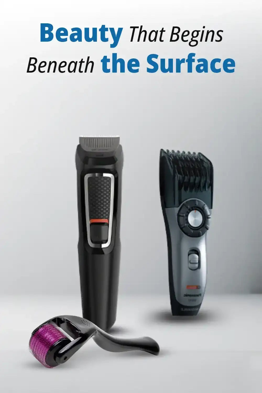 Black and silver dermaroller with adjustable settings for skincare.