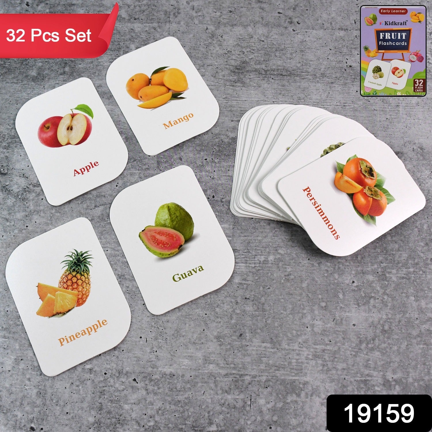 32-Piece Fruit Flashcards for Kids