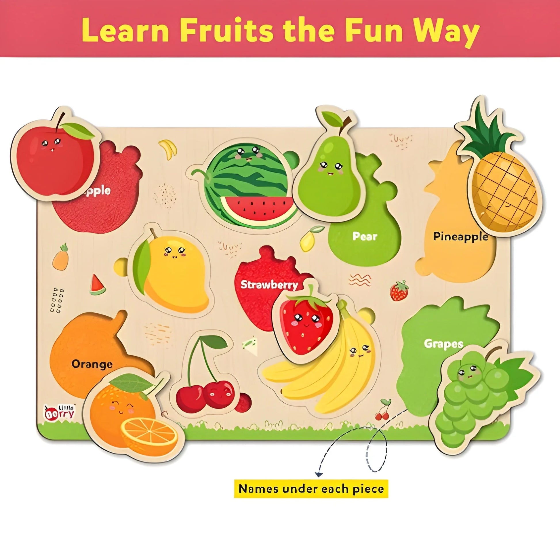 Best wooden fruits puzzle learning educational board - toys & games | 2025 | fast shipping