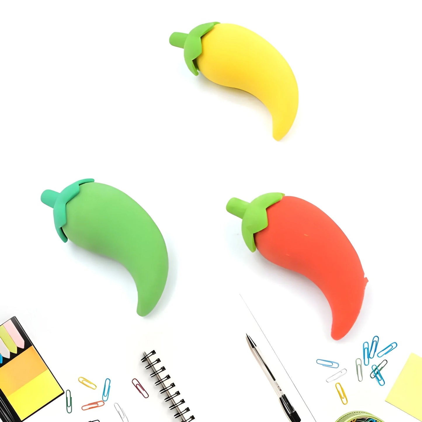 Chili-Shaped Fun Erasers (3-Pack) - Stationery