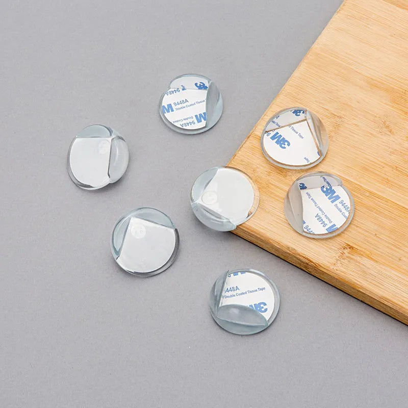 Clear corner edge protectors with adhesive backing, rounded transparent plastic pieces