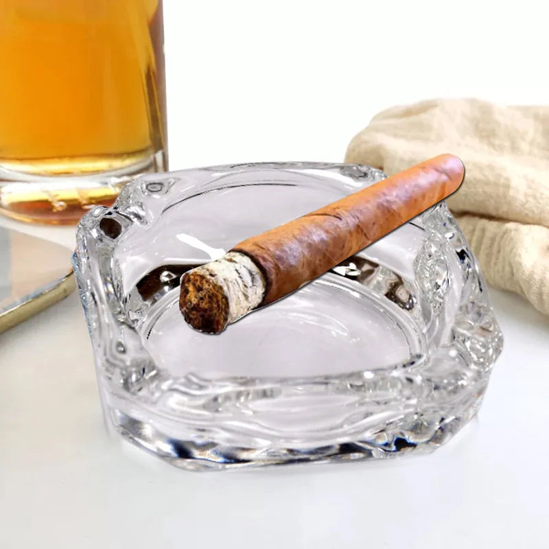 Crystal Glass Round Ashtray - Home Improvement