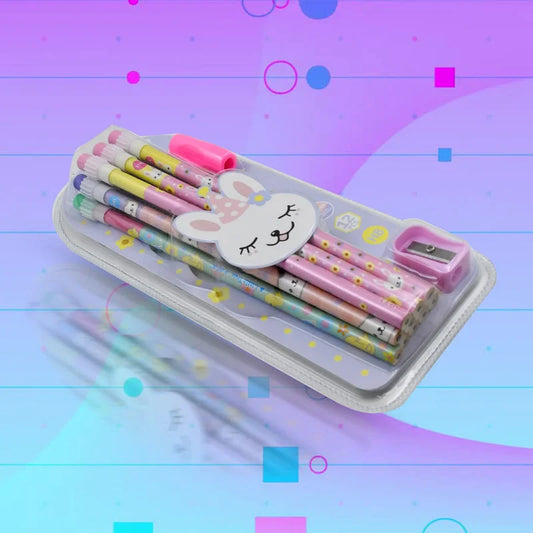 Cute Animal Pencil Set with Eraser & Sharpener (14 Pc) - Home Improvement