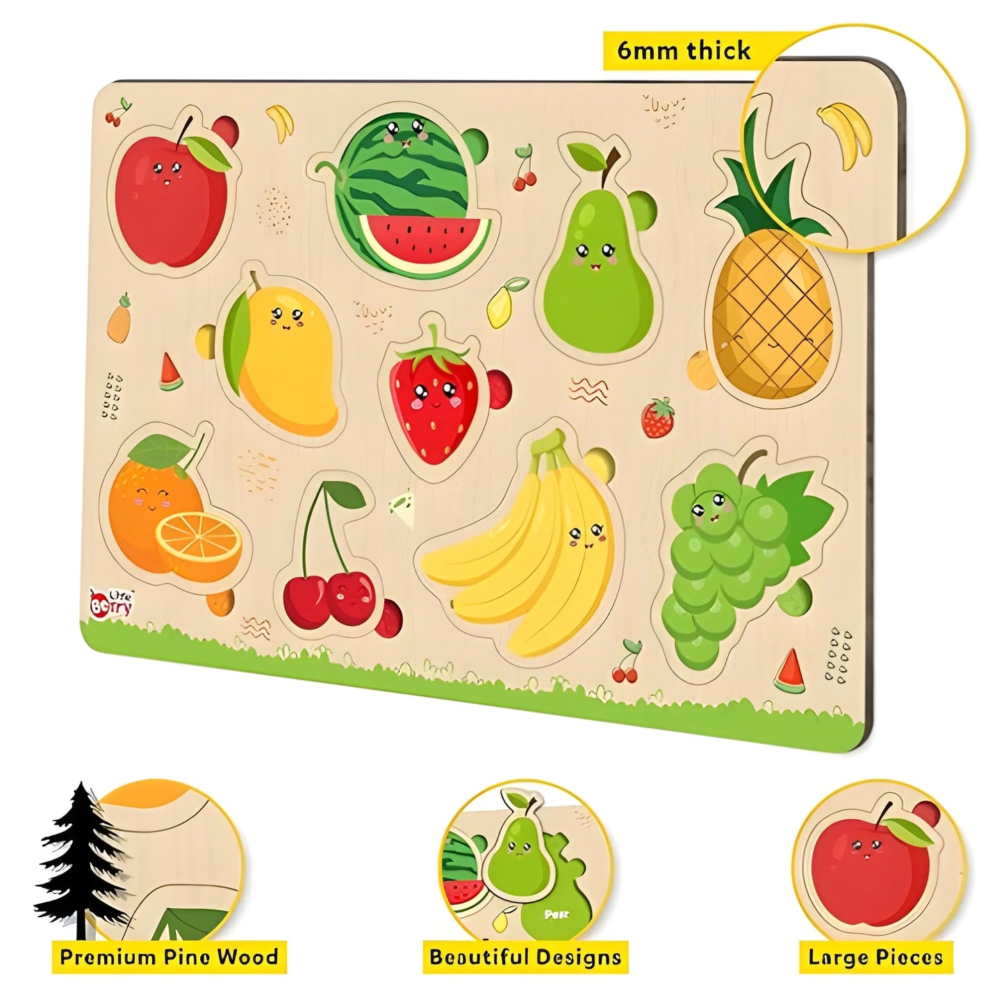 Best wooden fruits puzzle learning educational board - toys & games | 2025 | fast shipping