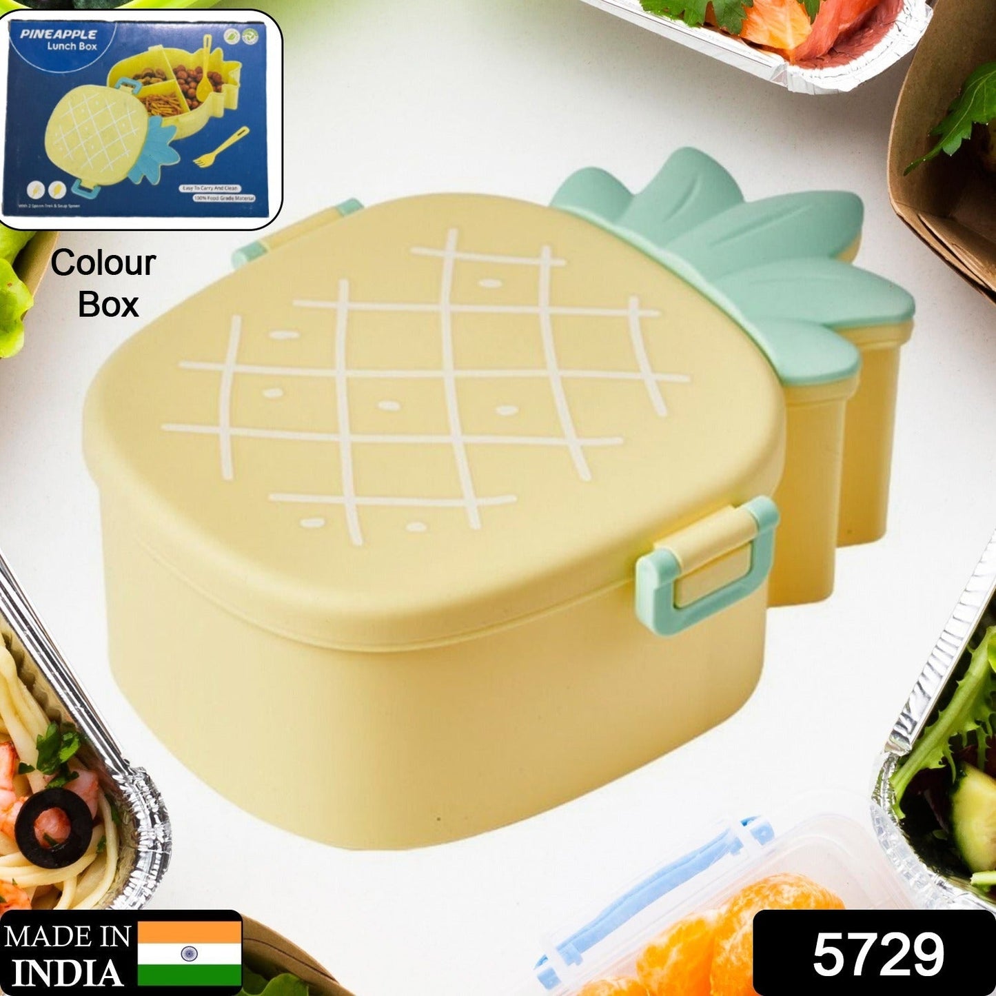 Kids Pineapple Shaped Lunch Box With Spoon-Fork