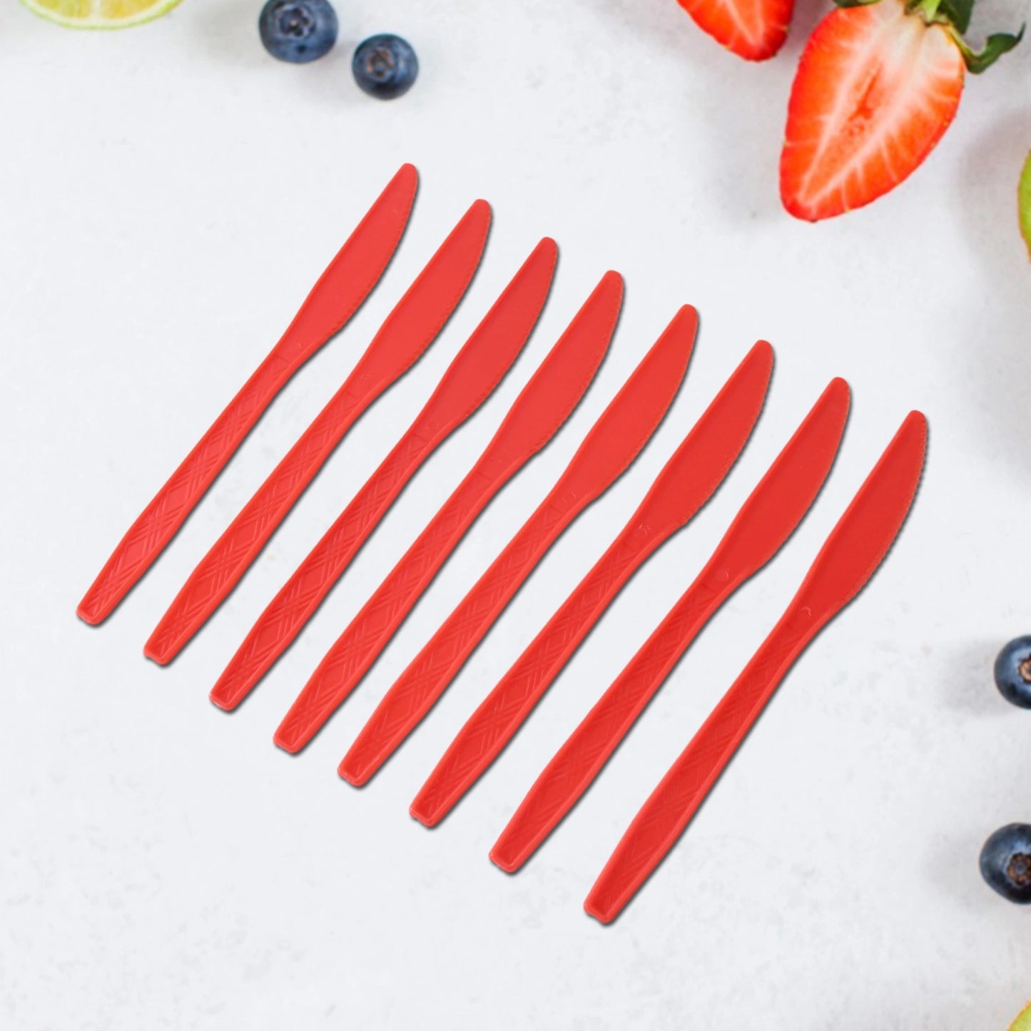 Red Plastic Knives – Pack of 8 - Kitchen Tool