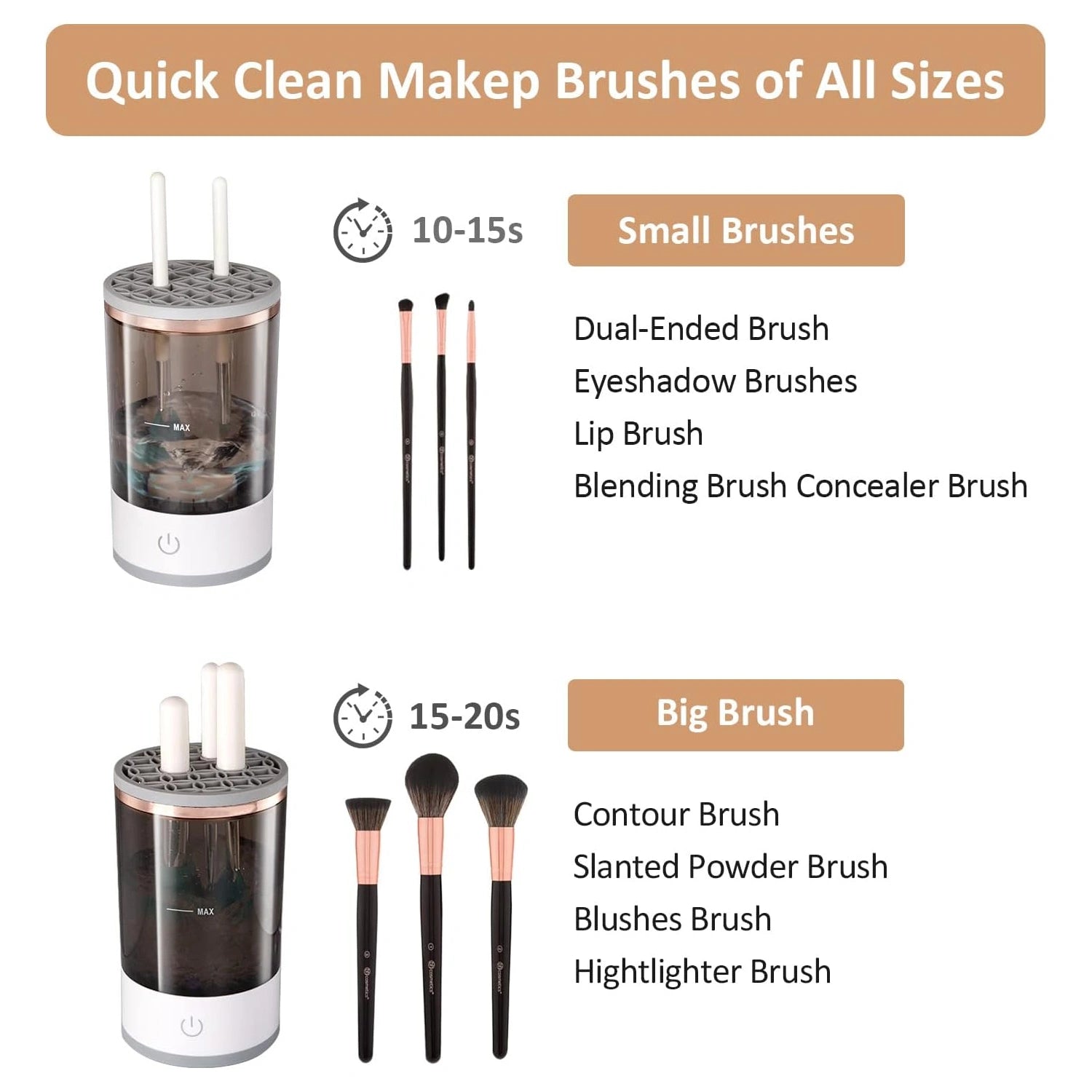 Automatic makeup brush cleaner