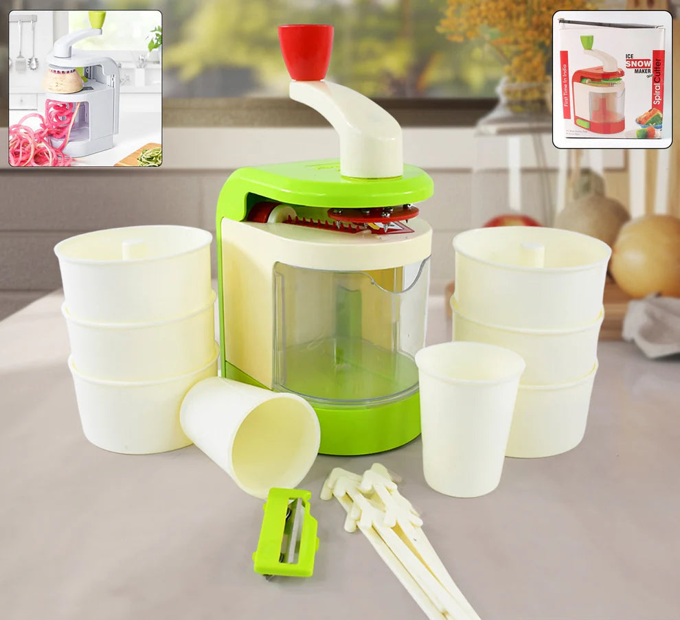 Ice snow maker & spiral cutter