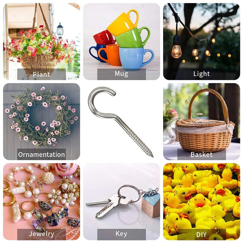 Eye Hooks Screw Stainless Steel (7 Pc Set) - Home Improvement