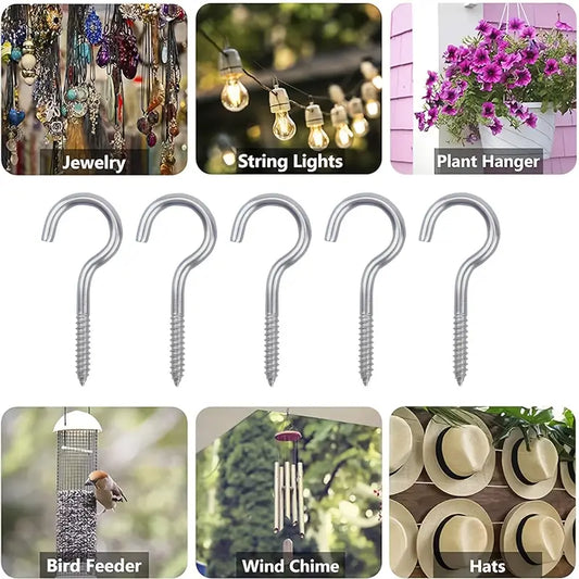 Eye Hooks Screw Stainless Steel (7 Pc Set) - Home Improvement