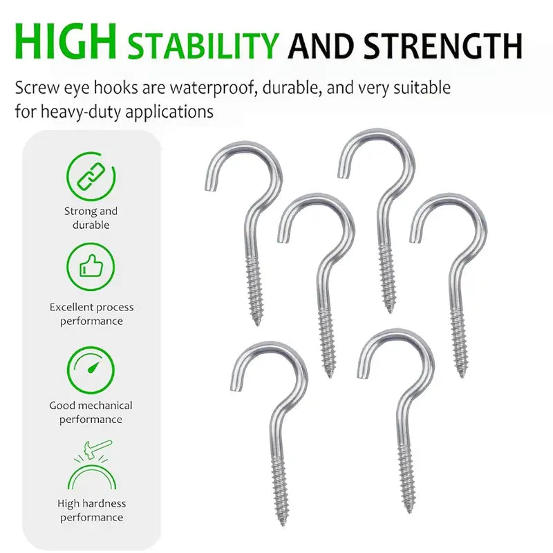Eye Hooks Screw Stainless Steel (7 Pc Set) - Home Improvement