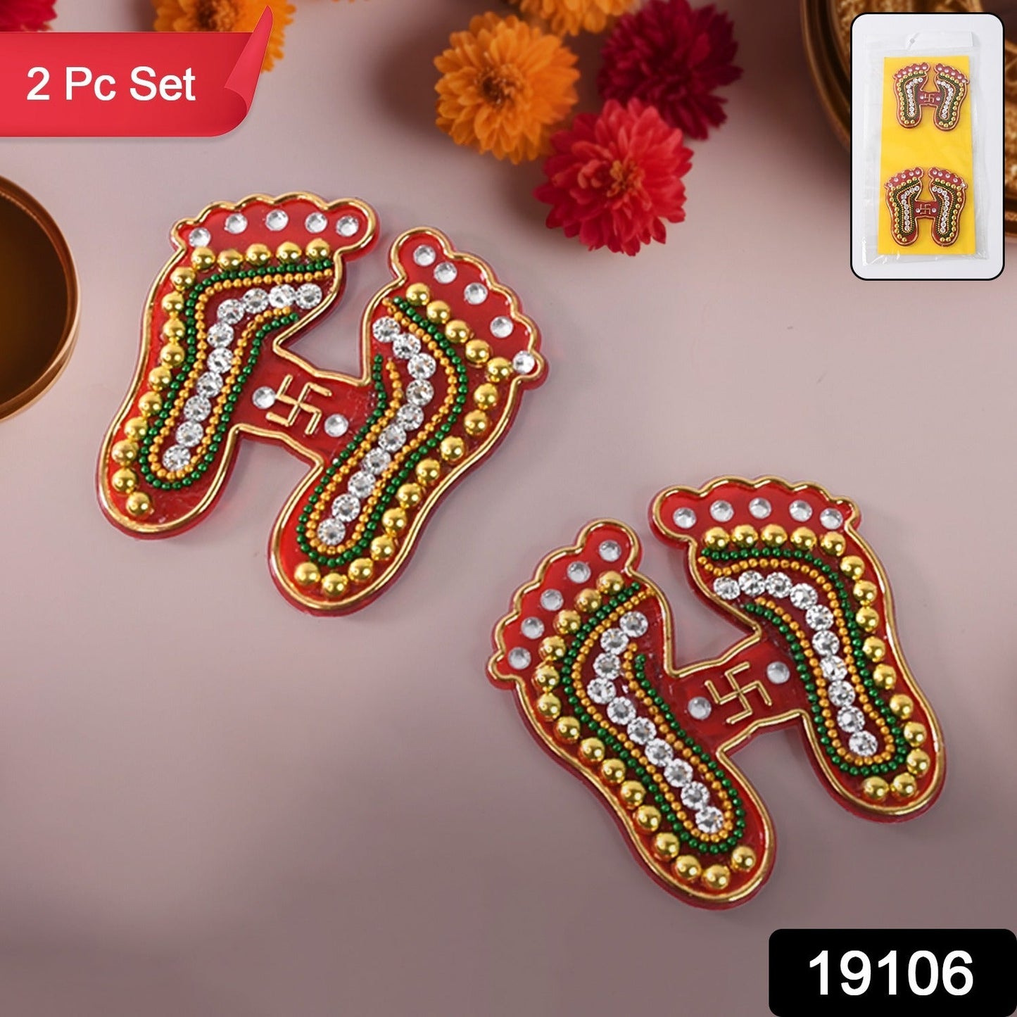 Laxmi Charan Paduka Sticker – 2 Pc