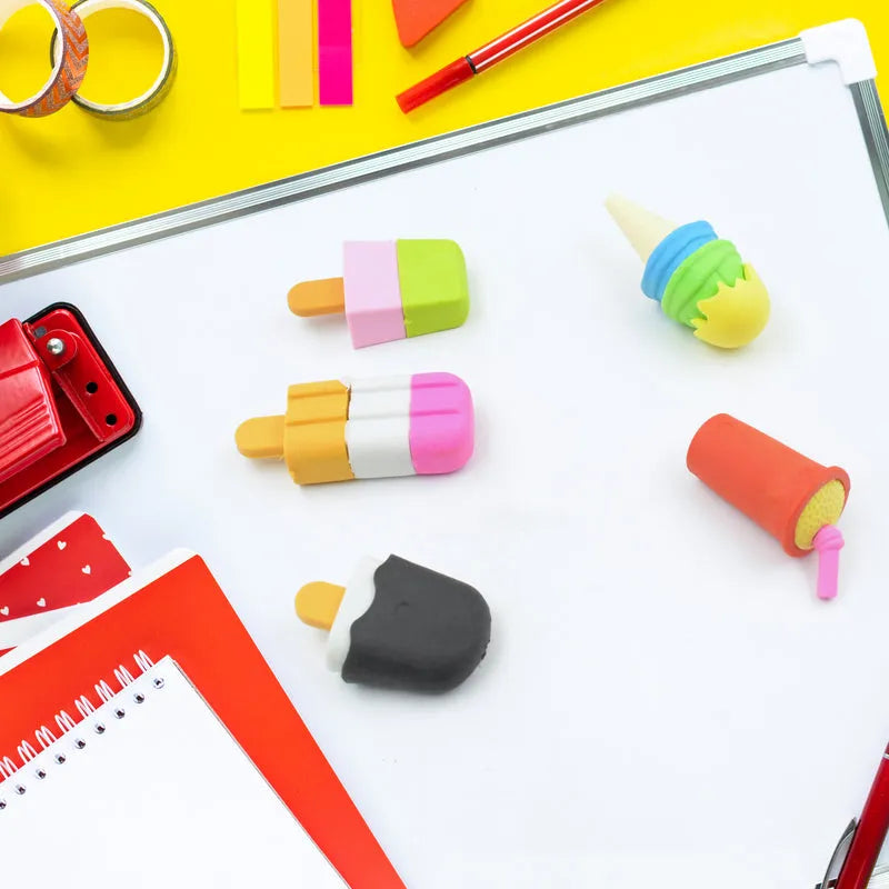 Fancy Colorful Mini Erasers (5 Pc Set) - Office