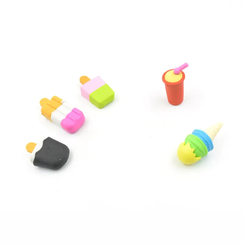 Fancy Colorful Mini Erasers (5 Pc Set) - Office