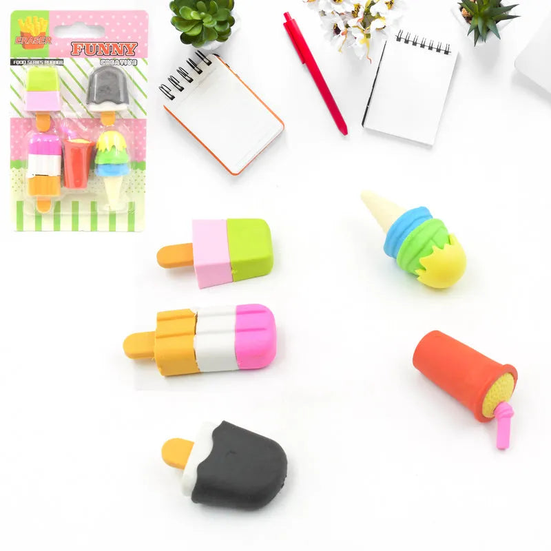 Fancy Colorful Mini Erasers (5 Pc Set) - Office