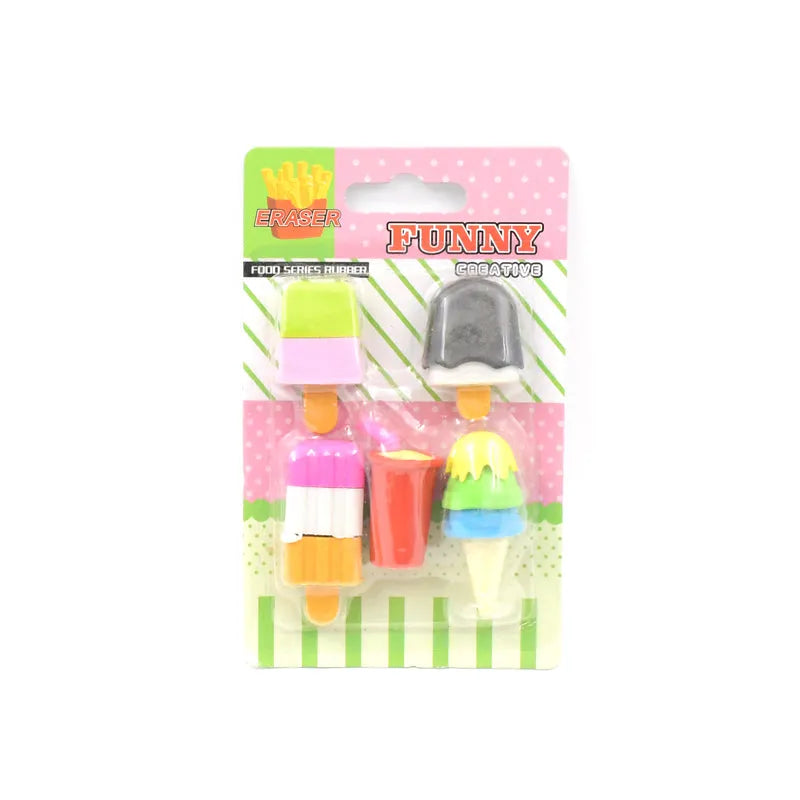 Fancy Colorful Mini Erasers (5 Pc Set) - Office