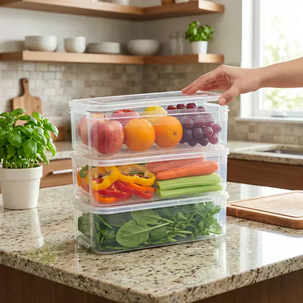Best fridge organizer with lid stackable 3pcs - food storage containers | 2026 | fast shipping