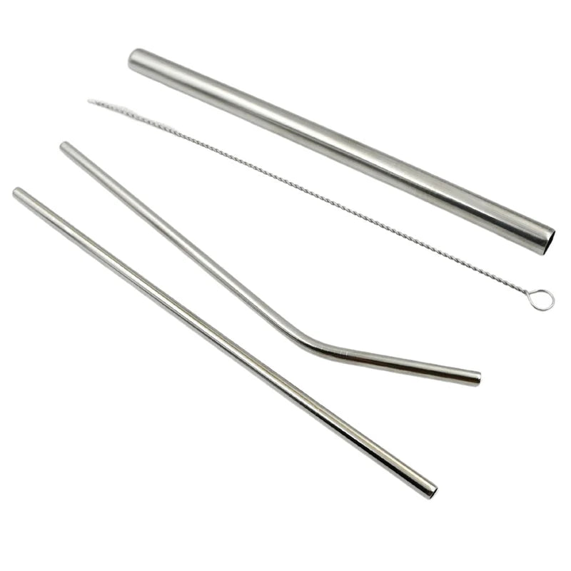Reusable steel straws set