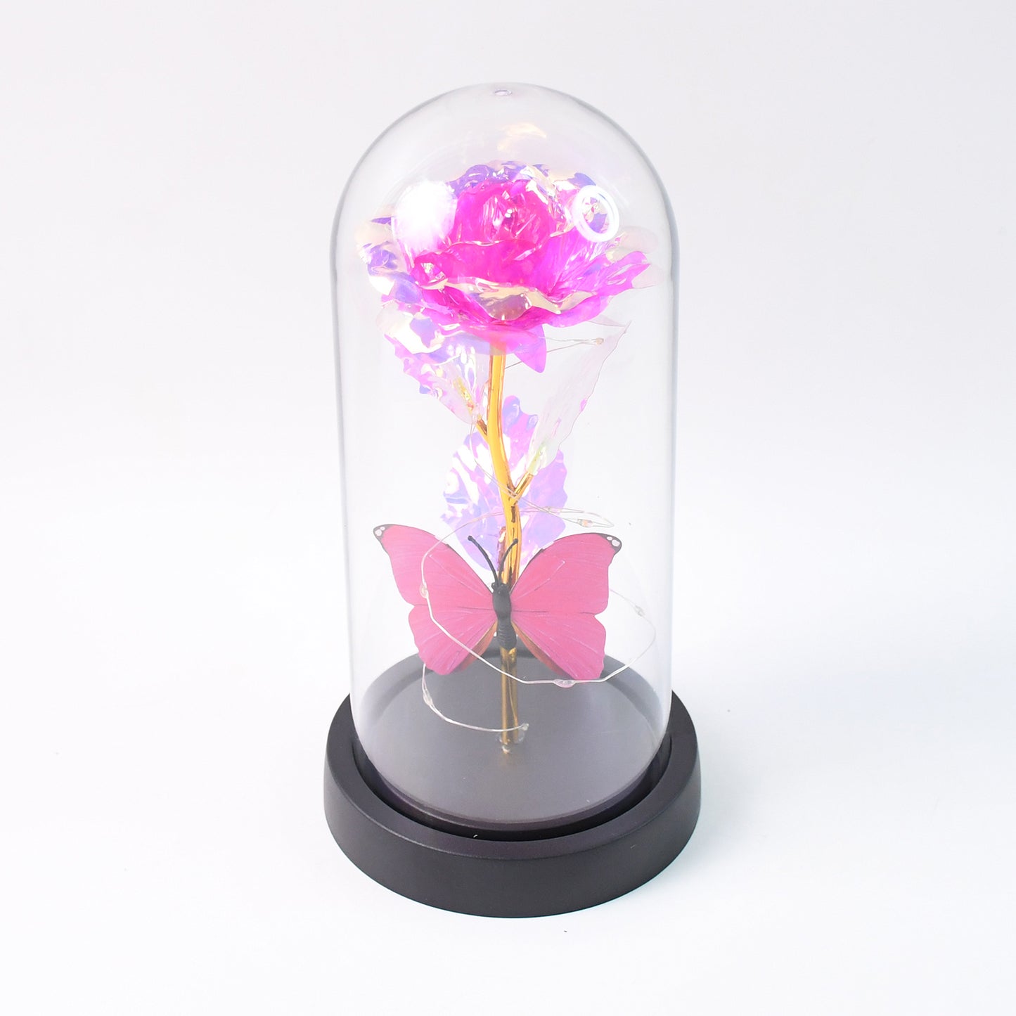 Best led decorative rose with butterfly in transparent plastic dome (1 pc battery not included) - 2025 | fast shipping