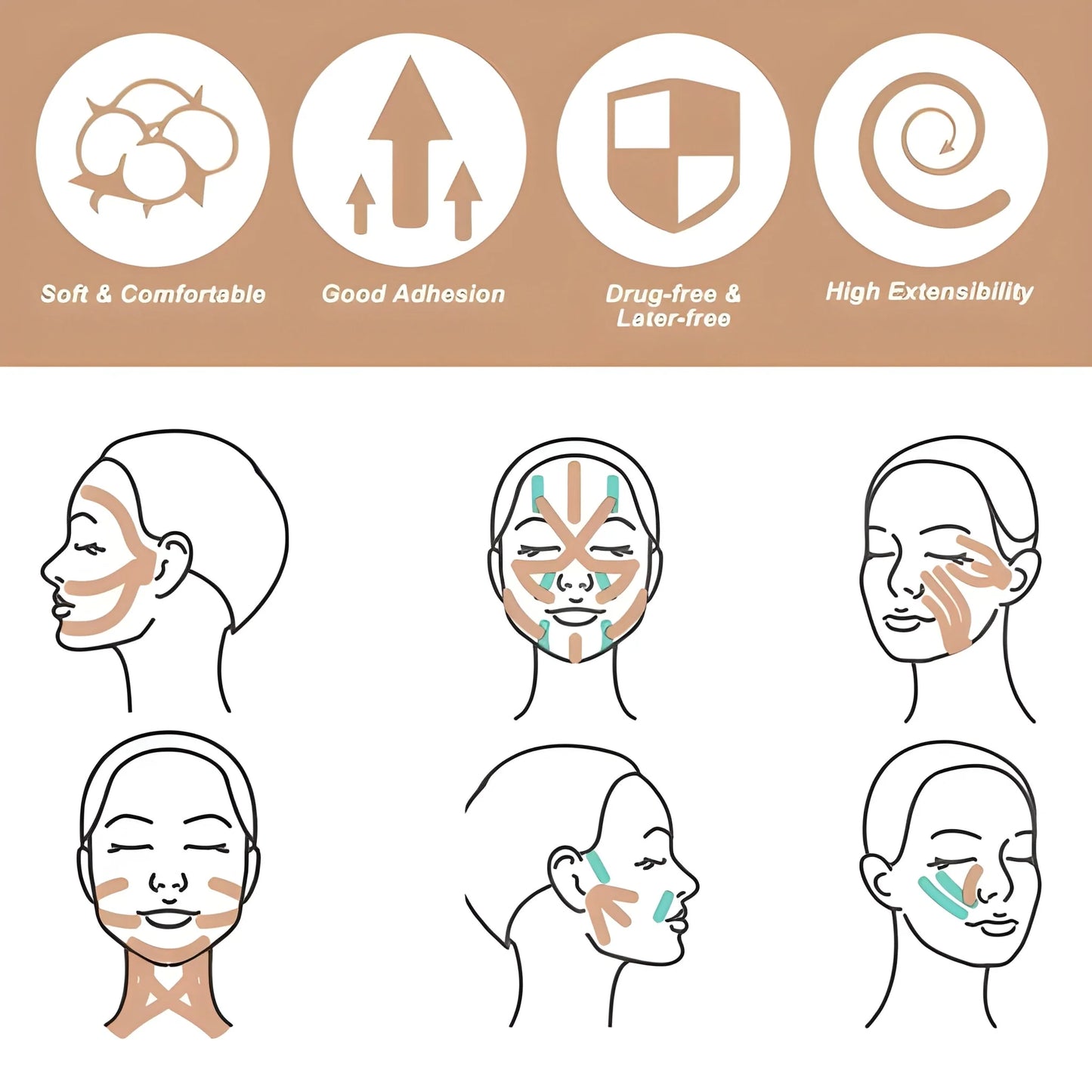 Best face lifting myofascial tightening tape - health & beauty | 2025 | fast shipping