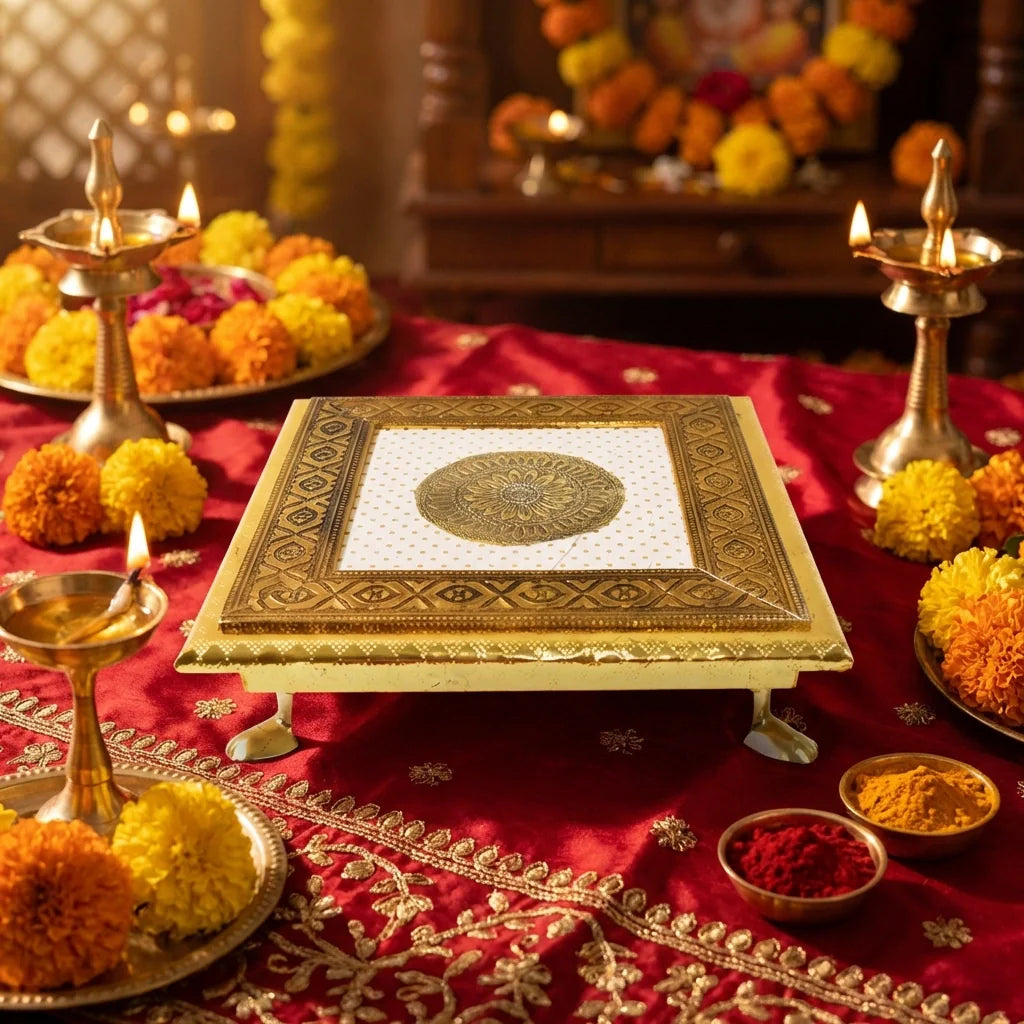 Best golden - square pooja chowki - religious altars | 2026 | fast shipping