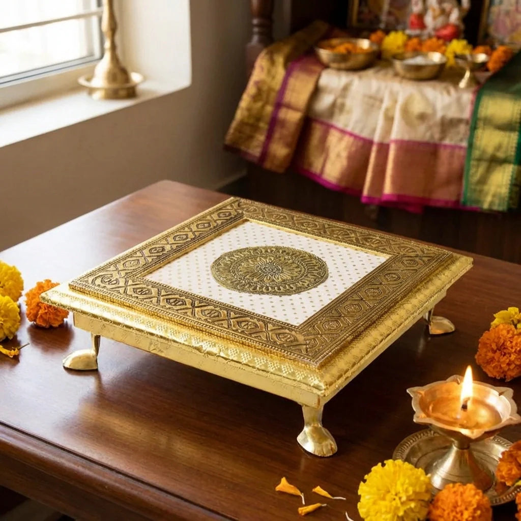 Best golden - square pooja chowki - religious altars | 2026 | fast shipping