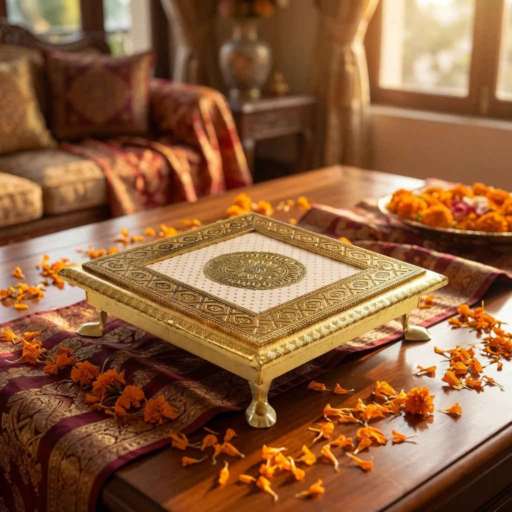Best golden - square pooja chowki - religious altars | 2026 | fast shipping