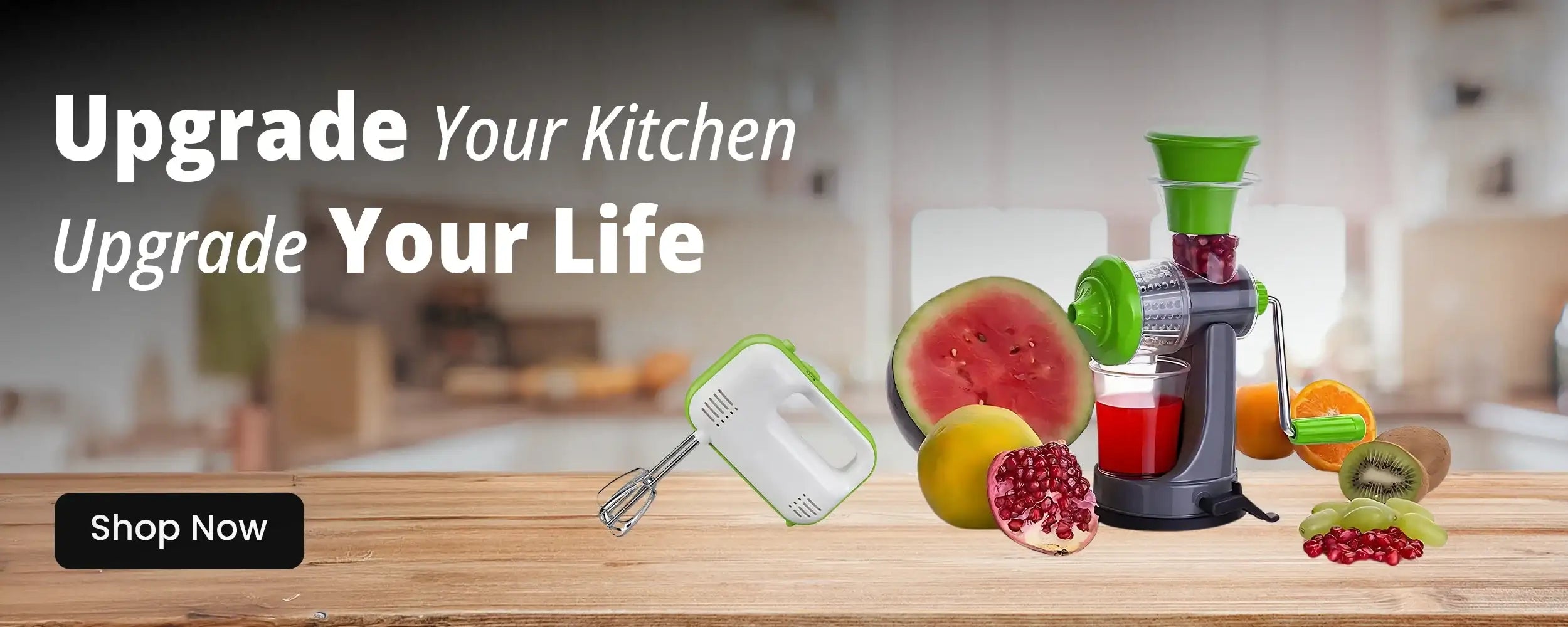 Green and white juicer with a spiral design for efficient fruit processing.