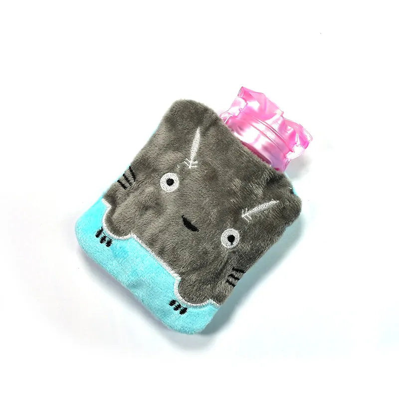 Grey Cat Print Small Hot Water Bag With Cover - Health Care