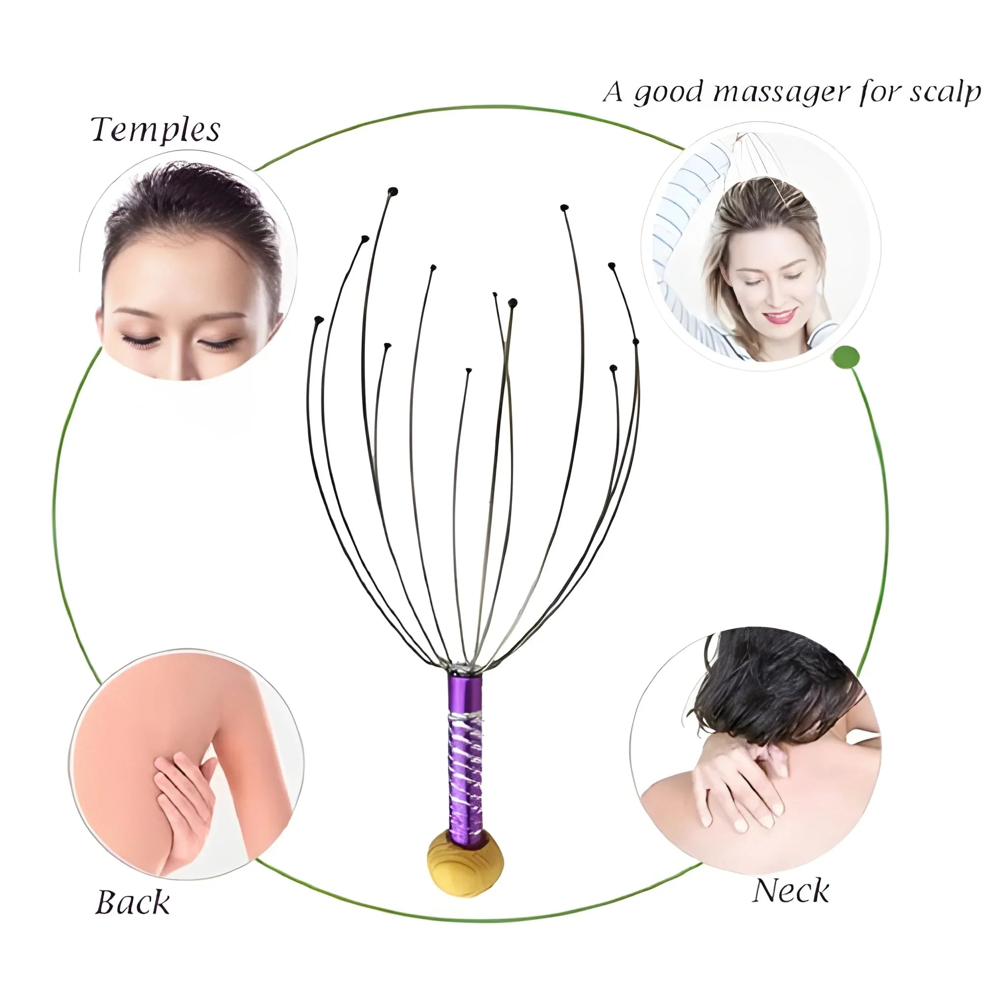 Hand Held Scalp Head Massager Stress Relief - Health & Personal Care