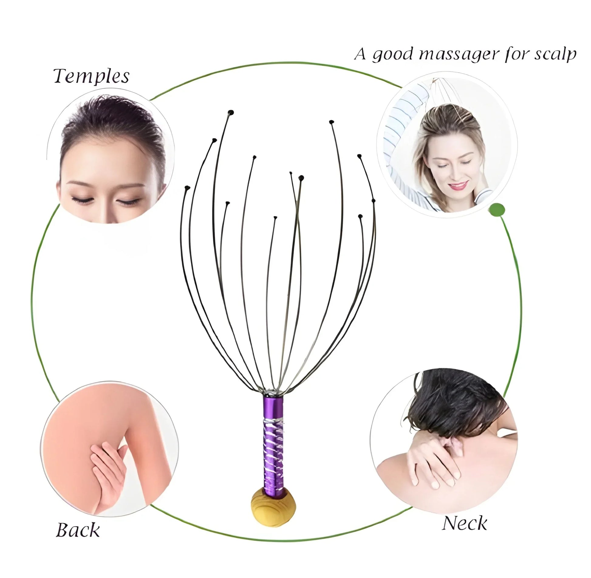 Hand Held Scalp Head Massager Stress Relief - Health & Personal Care