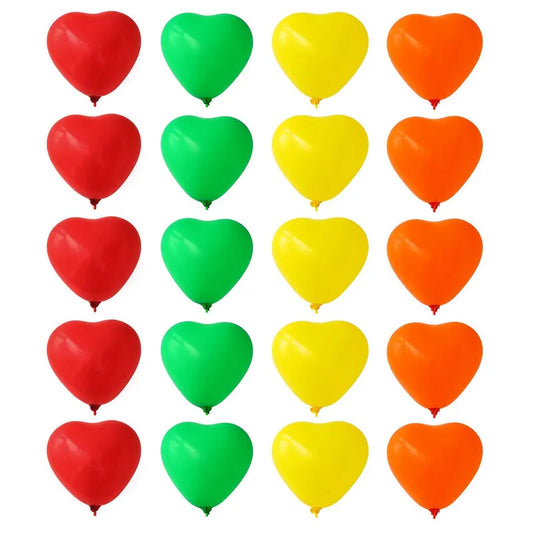 Heart Shaped Rainbow Latex Balloons (20 Pcs Set) - Toys