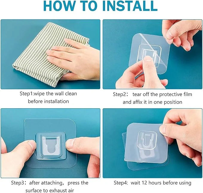 Heavy Duty Adhesive Wall Hooks (1 Pair) - Home Improvement