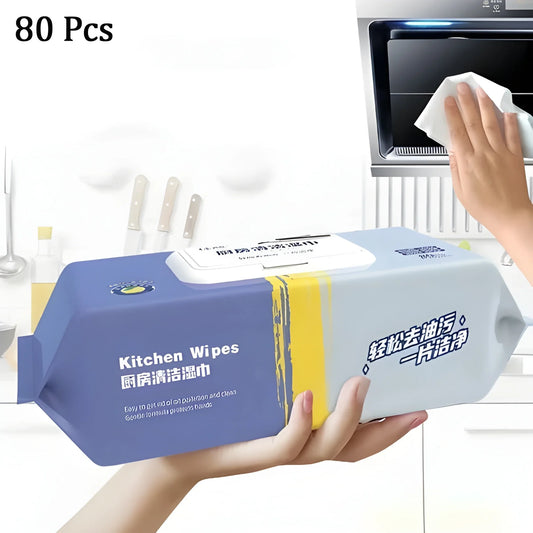 Heavy-duty grease cleaning wipes pack, blue and white, kitchen wipes