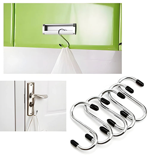 Heavy duty metal S-hooks with black rubber tips for hanging