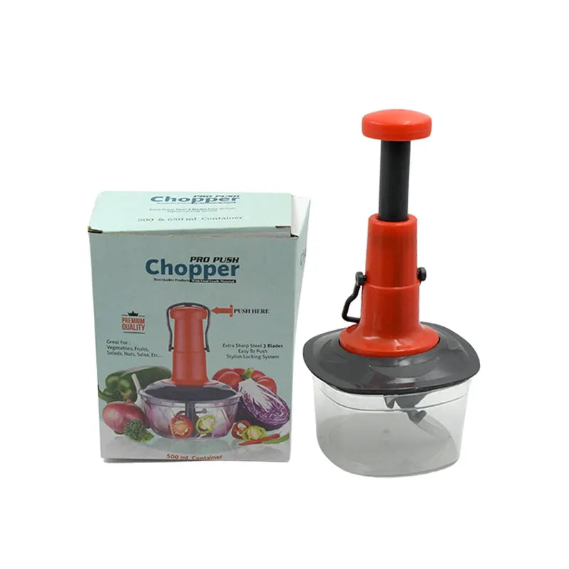 Manual press fruit vegetable chopper