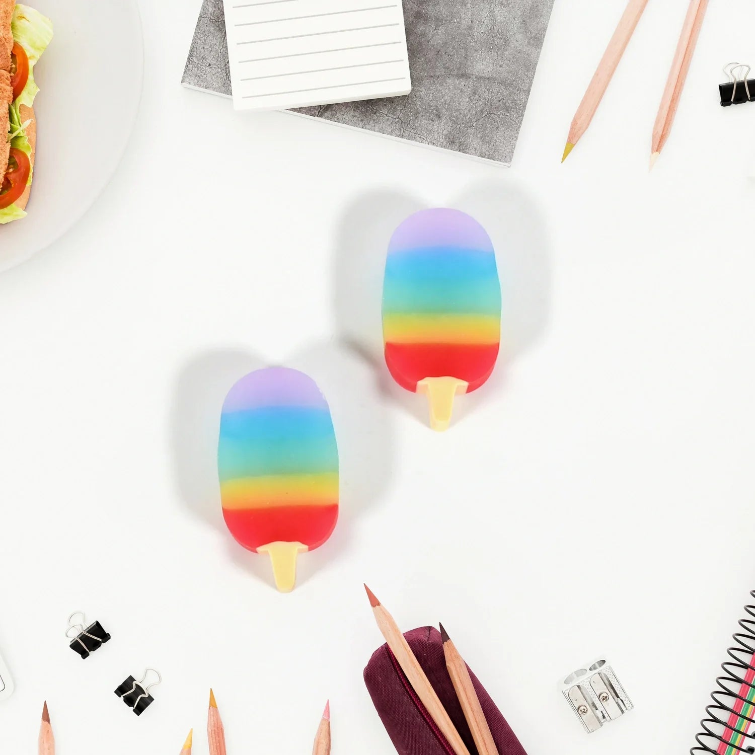 Jelly Popsicle 3D Eraser Set – 2 Pcs - Office