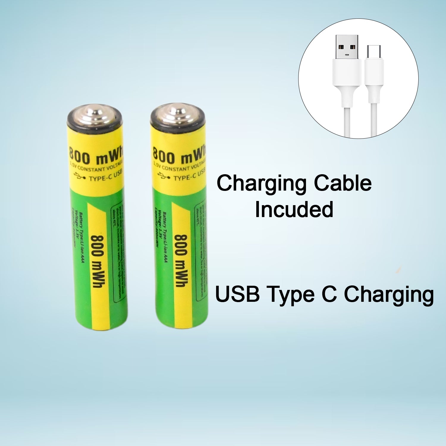 Best aaa rechargeable 800 mwh batteries with recharging cable (2 pc set) - 2025 | fast shipping