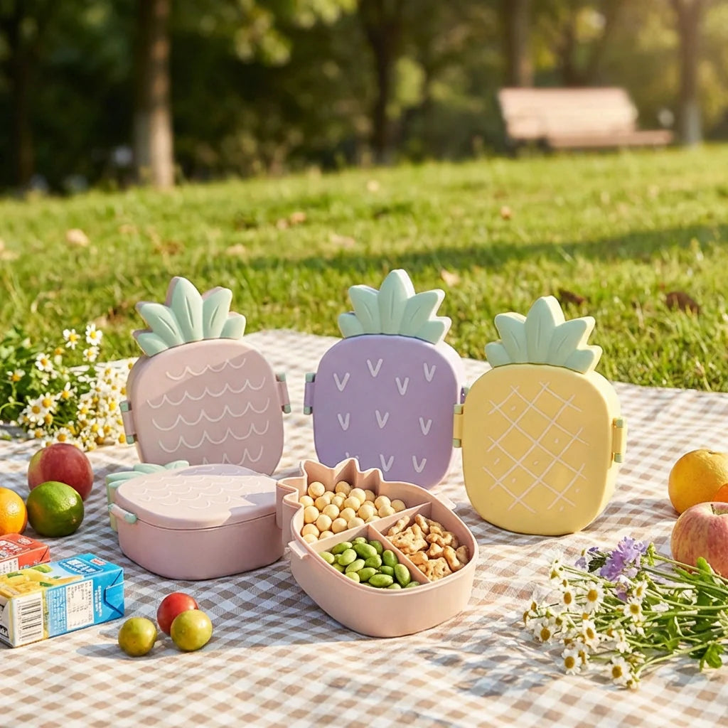 Best kids pineapple shaped lunch box with spoon-fork - sets | 2026 | fast shipping