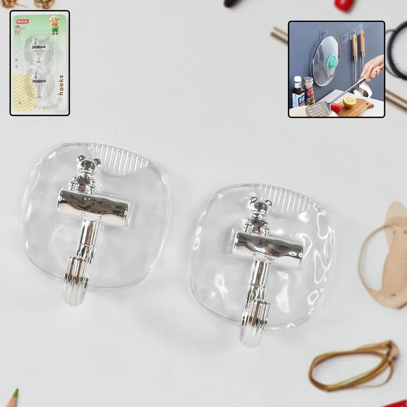 Large Plastic Self Adhesive Wall Hooks (2 Pc) - Home Improvement