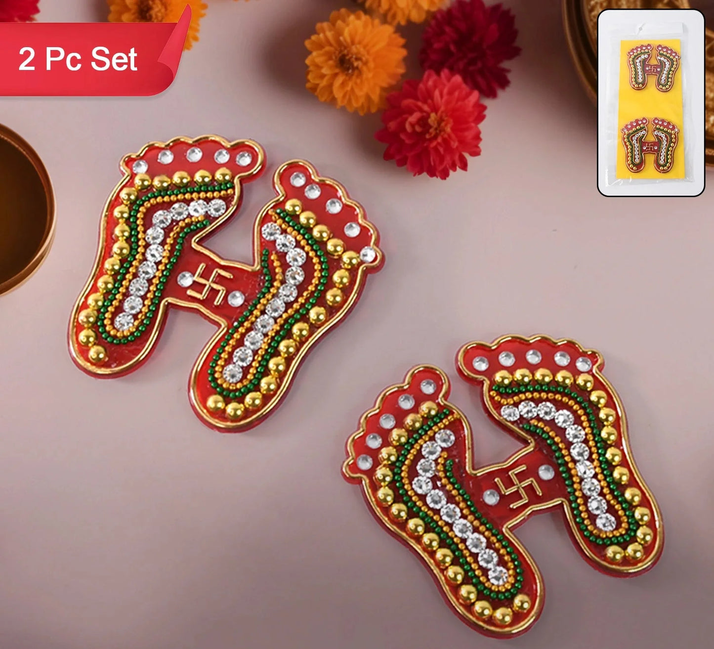 Best laxmi charan paduka sticker – 2 pc - religious items | 2025 | fast shipping