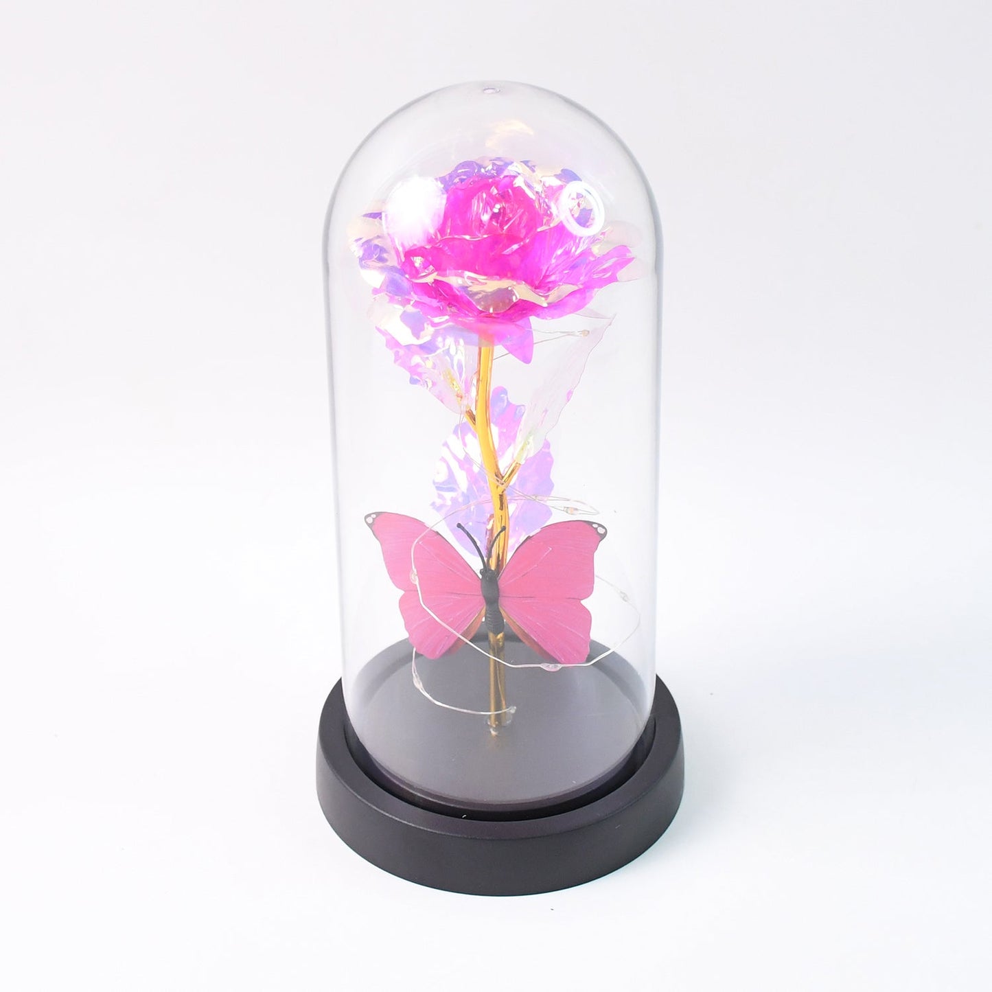 Best led decorative rose with butterfly in transparent plastic dome (1 pc battery not included) - 2025 | fast shipping