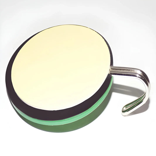 Love-shaped self-adhesive hook with black edge, cream pad, and metal hook