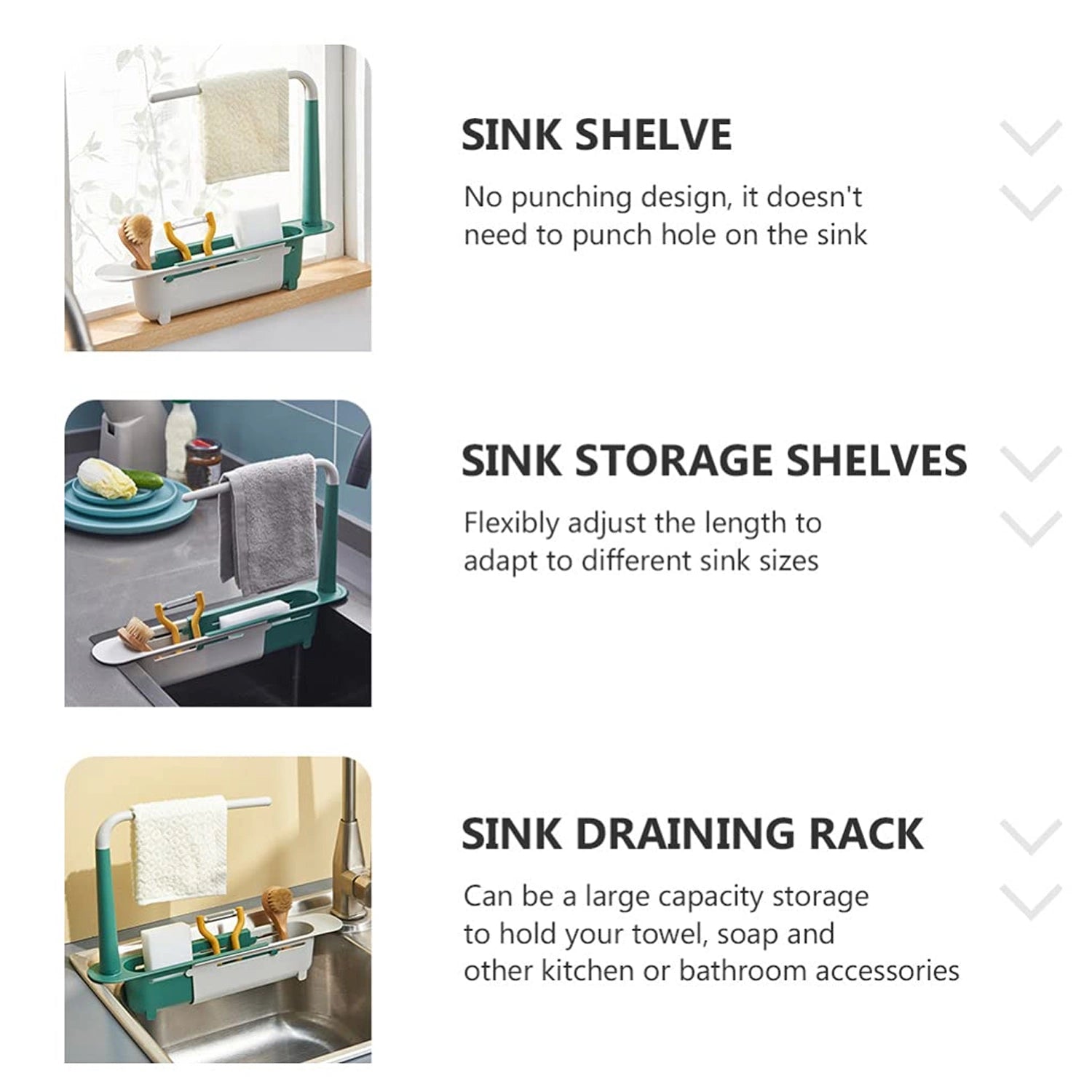 Expandable kitchen sink rack