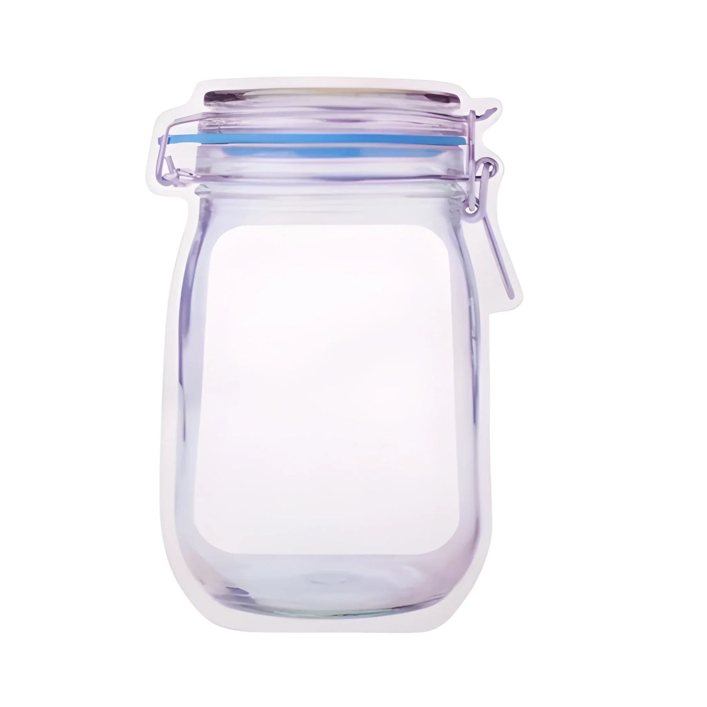 Mason jar zipper pouch, clear plastic with hinged lid and metal zipper clasp