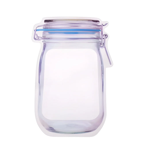 Mason jar zipper pouch, clear plastic with hinged lid and metal zipper clasp