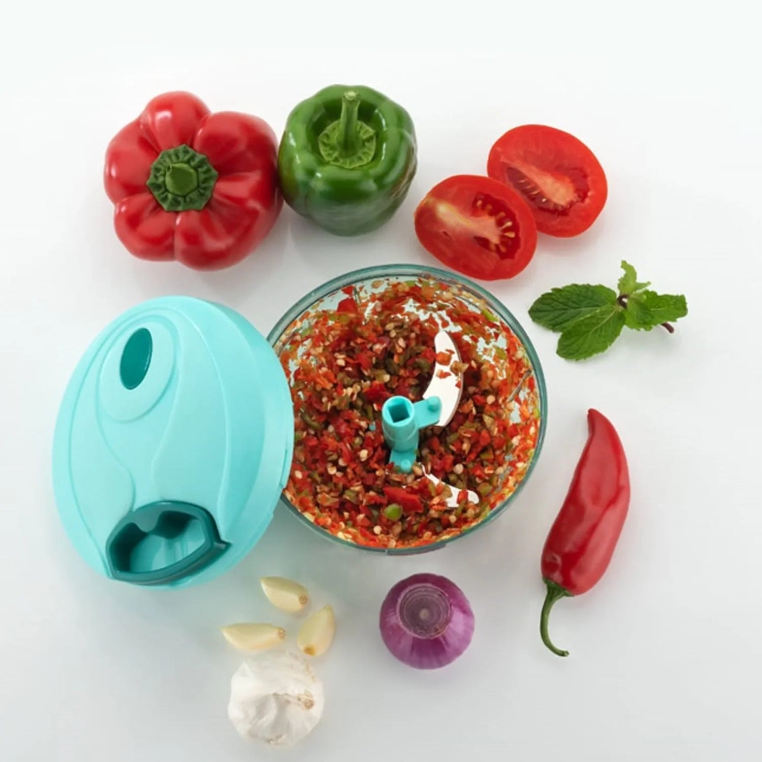 Mini Plastic Vegetable Chopper – 550ml - Home & Kitchen