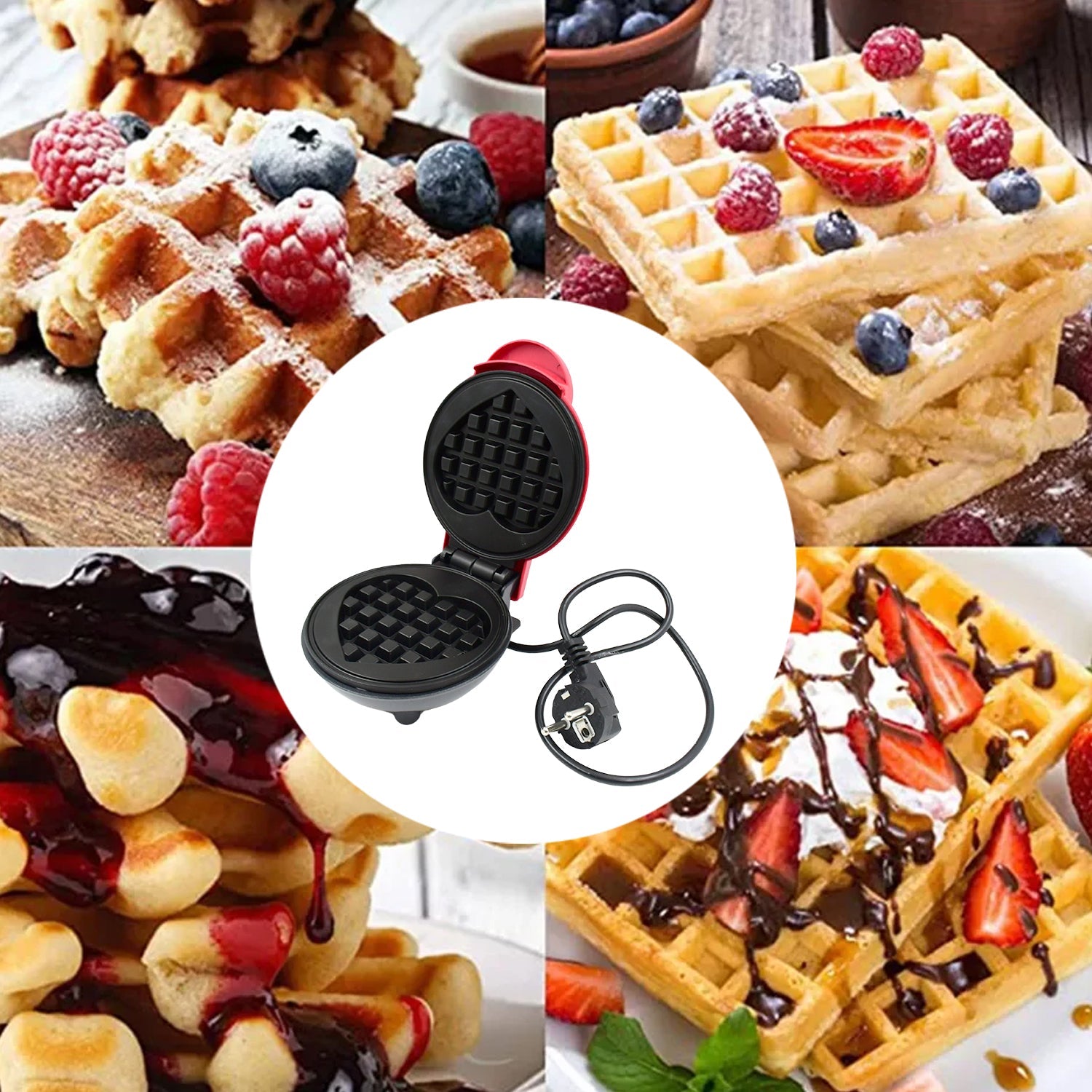 Best mini waffle maker machine iron home appliances kitchen gift easy to clean on-stick surfaces perfect breakfast